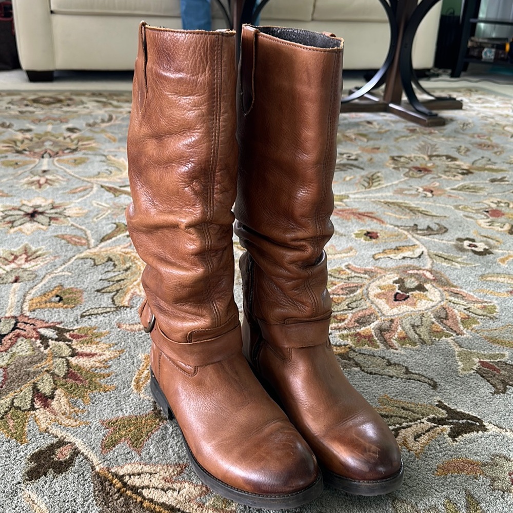 Raffini camel leather high boots